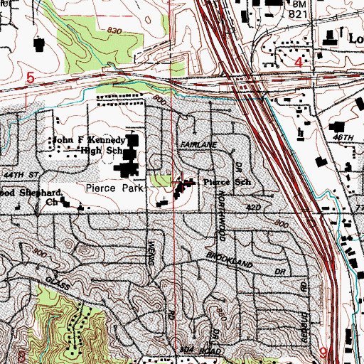 Topographic Map of Pierce Elementary School, IA