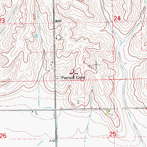 Topographic Map of Piersol Cemetery, IA