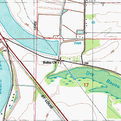 Topographic Map of Bailey Church, AR