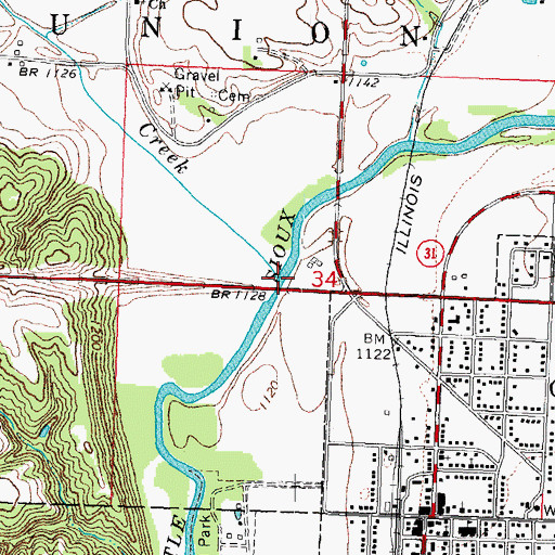 Topographic Map of Pierson Creek, IA