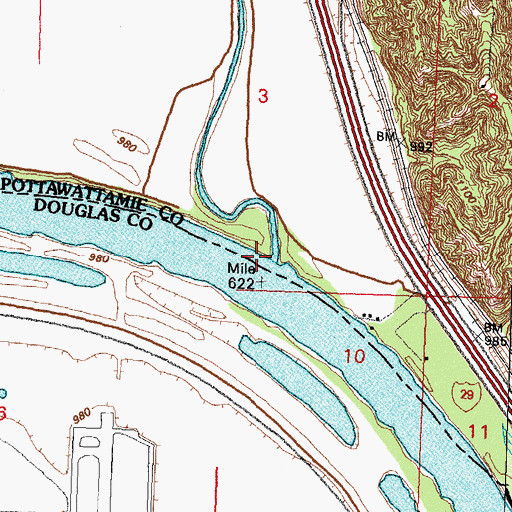 Topographic Map of Pigeon Creek, IA