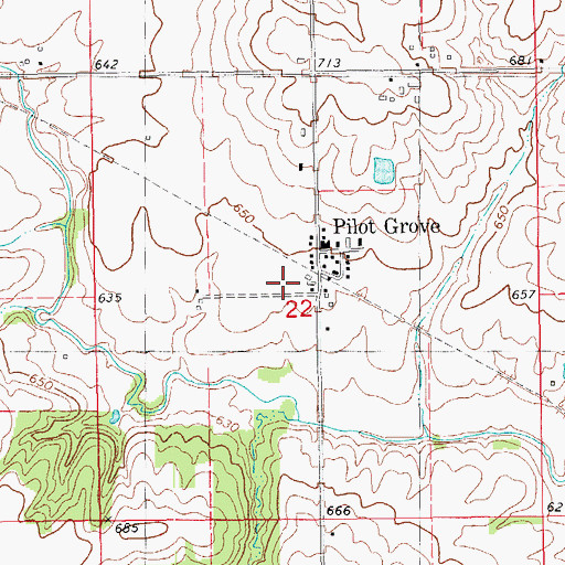 Topographic Map of Pilot Grove, IA