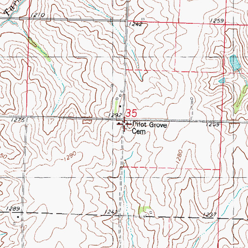 Topographic Map of Pilot Grove Cemetery, IA