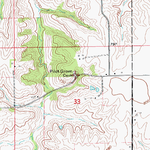 Topographic Map of Pilot Grove Cemetery, IA