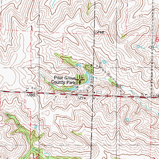 Topographic Map of Pilot Grove County Park, IA