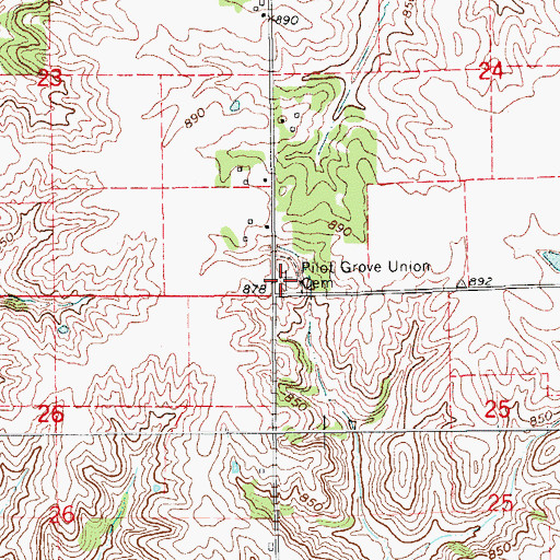 Topographic Map of Pilot Grove Union Cemetery, IA
