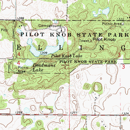 Topographic Map of Pilot Knob State Park, IA