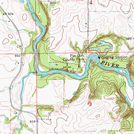 Topographic Map of Pin Oak County Park, IA