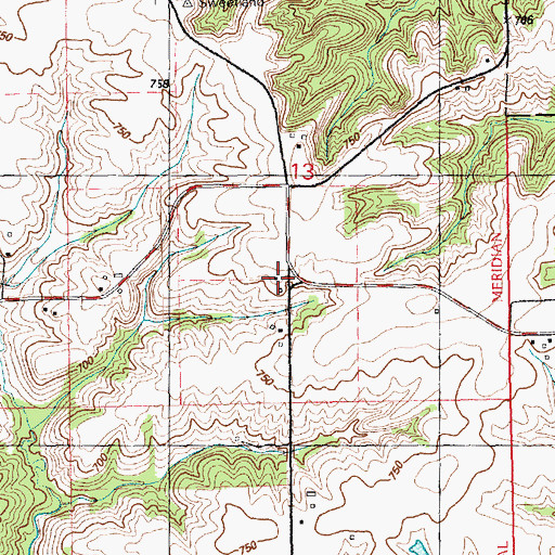 Topographic Map of Pine Bluff School, IA