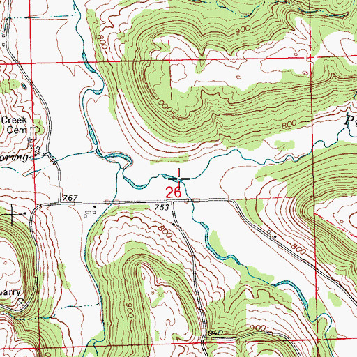 Topographic Map of Pine Creek, IA