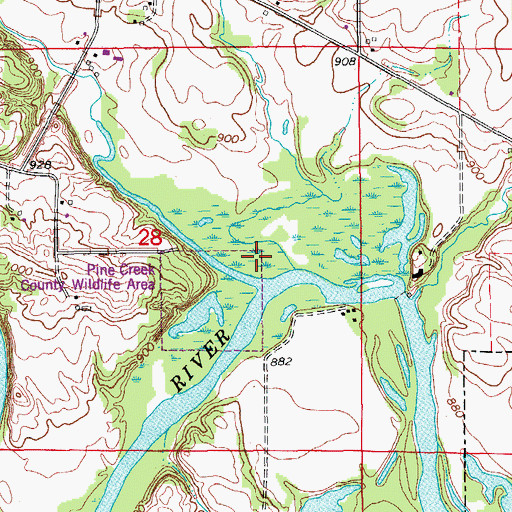 Topographic Map of Pine Creek, IA