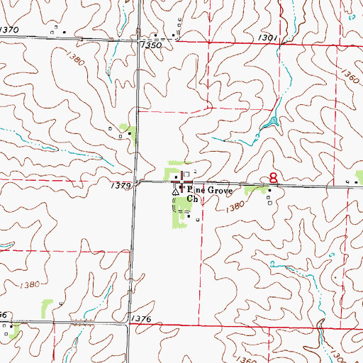 Topographic Map of Pine Grove Church, IA