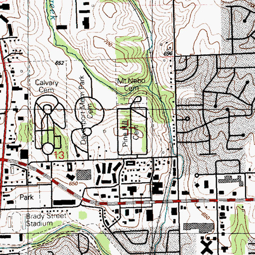 Topographic Map of Pine Hill Cemetery, IA