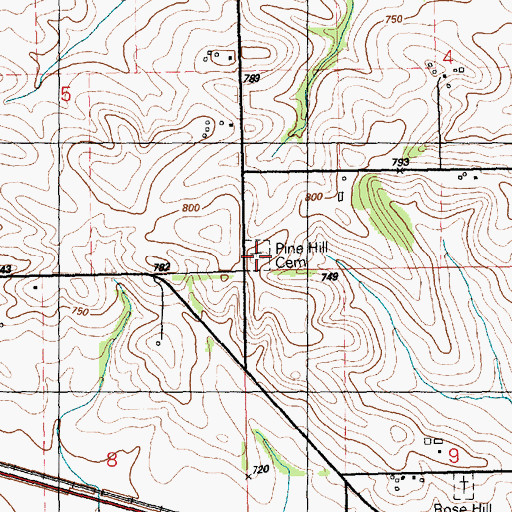 Topographic Map of Pine Hill Cemetery, IA