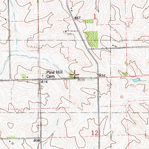 Topographic Map of Pine Hill Cemetery, IA