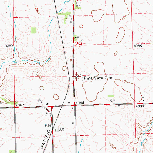 Topographic Map of Pine View Cemetery, IA