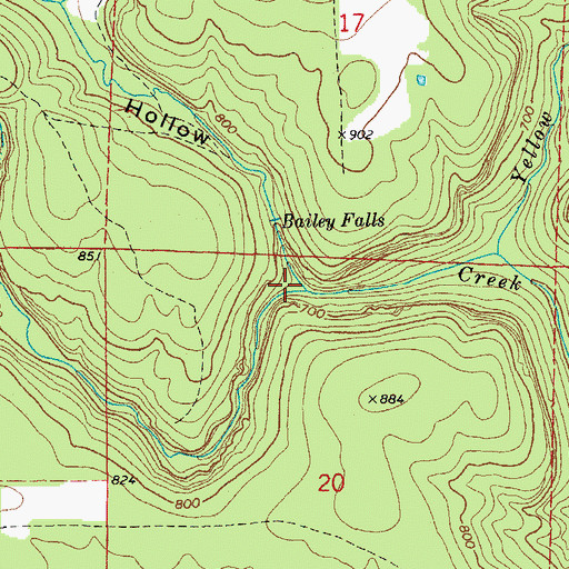 Topographic Map of Bailey Hollow, AR