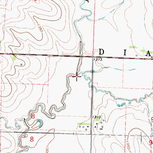 Topographic Map of Pitcher Creek, IA