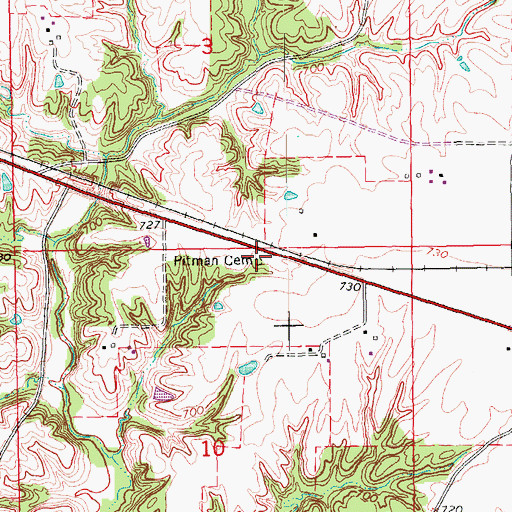 Topographic Map of Pitman Cemetery, IA