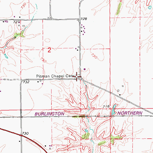 Topographic Map of Pitman Chapel Cemetery, IA