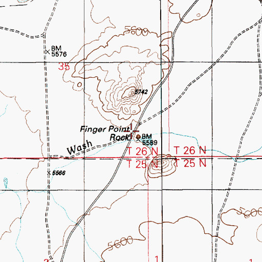 Topographic Map of Finger Point Rock, AZ
