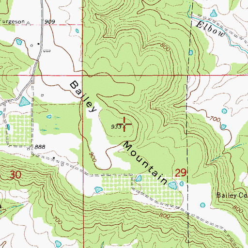 Topographic Map of Bailey Mountain, AR