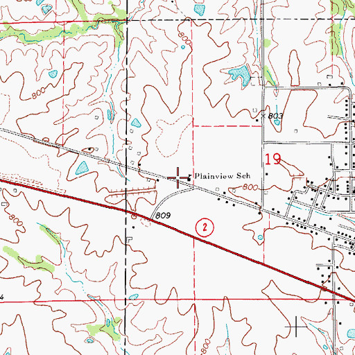 Topographic Map of Plainview School, IA