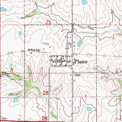 Topographic Map of Plano, IA