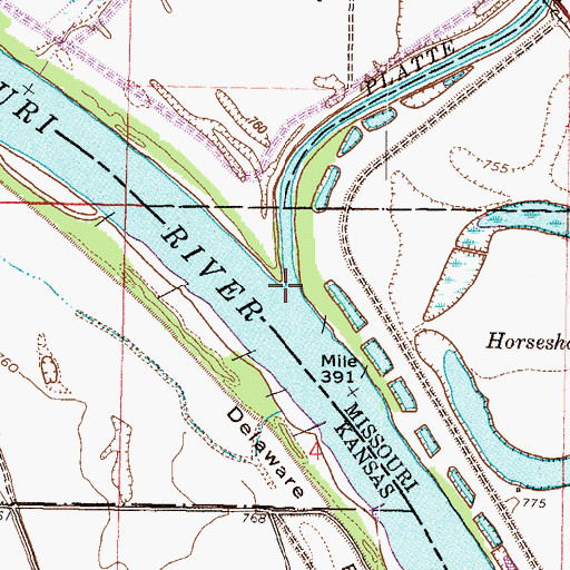 Topographic Map of Platte River, MO