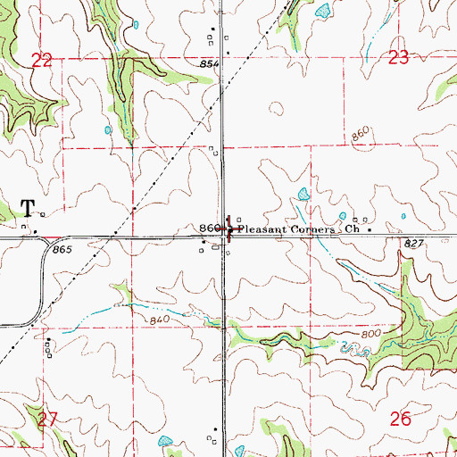 Topographic Map of Pleasant Corners Church, IA