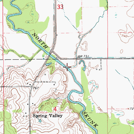 Topographic Map of Pleasant Creek, IA