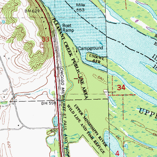 Topographic Map of Pleasant Creek Use Area, IA
