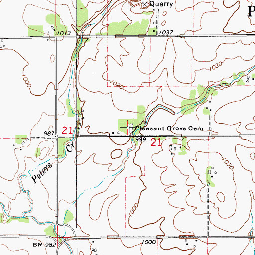 Topographic Map of Pleasant Grove Cemetery, IA