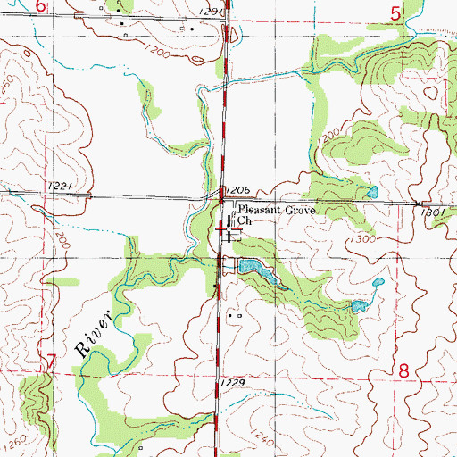 Topographic Map of Pleasant Grove Church, IA