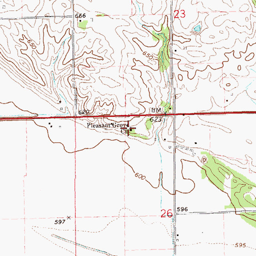 Topographic Map of Pleasant Grove Church, IA