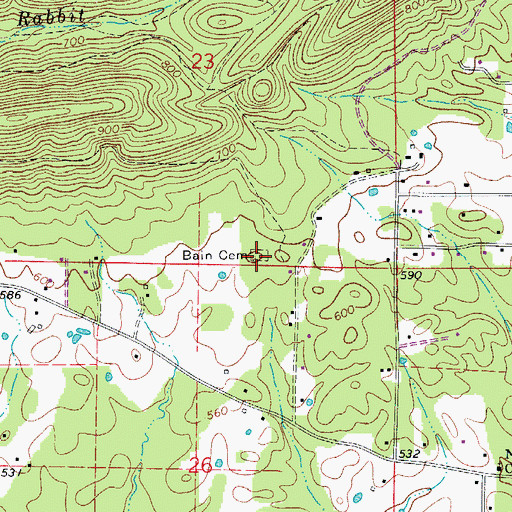 Topographic Map of Bain Cemetery, AR