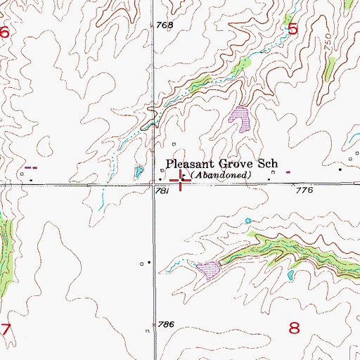 Topographic Map of Pleasant Grove School, IA