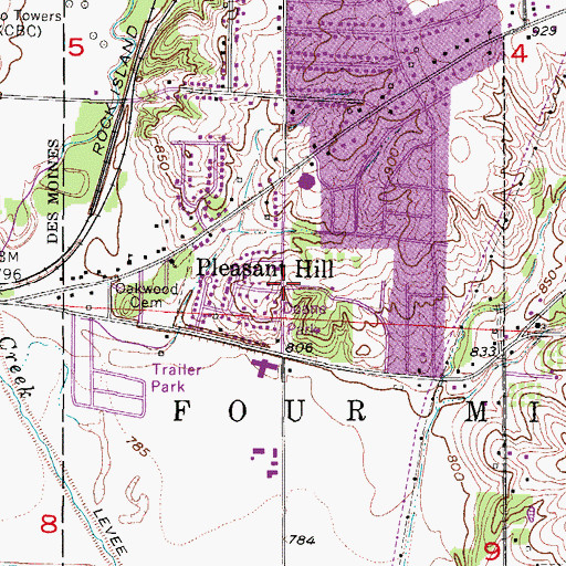 Topographic Map of Pleasant Hill, IA