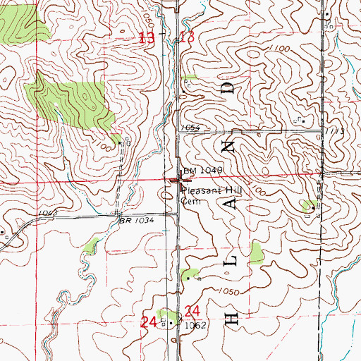 Topographic Map of Pleasant Hill Cemetery, IA