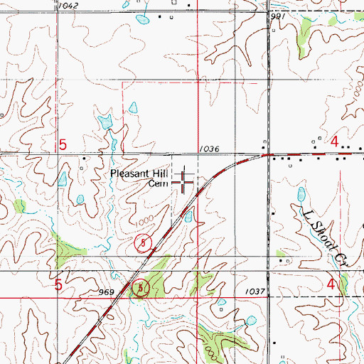 Topographic Map of Pleasant Hill Cemetery, IA