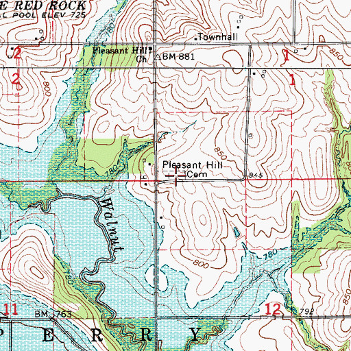 Topographic Map of Pleasant Hill Cemetery, IA