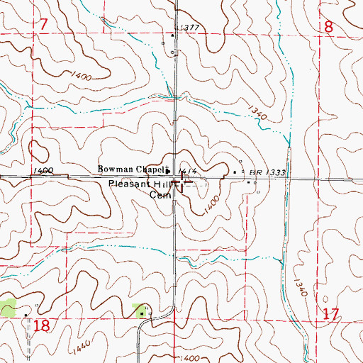 Topographic Map of Pleasant Hill Cemetery, IA