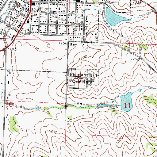 Topographic Map of Pleasant Hill Cemetery, IA