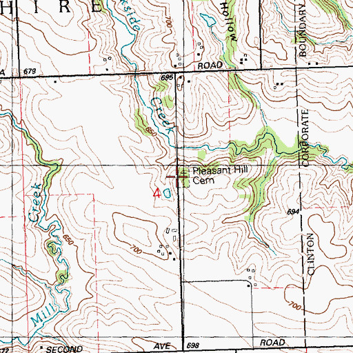 Topographic Map of Pleasant Hill Cemetery, IA