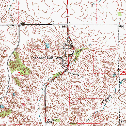 Topographic Map of Pleasant Hill Cemetery, IA