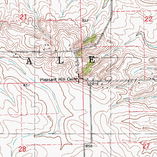 Topographic Map of Pleasant Hill Cemetery, IA