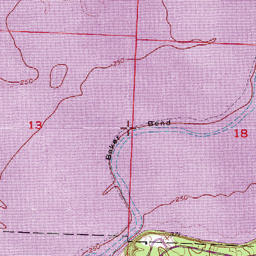 Topographic Map of Baker Bend, AR