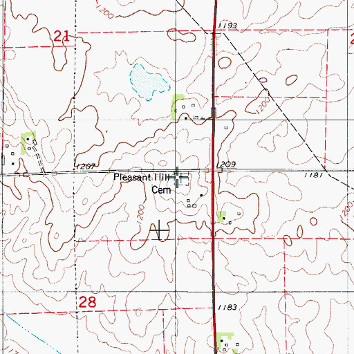 Topographic Map of Pleasant Hill Cemetery, IA