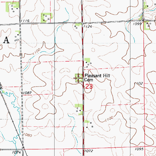 Topographic Map of Pleasant Hill Cemetery, IA
