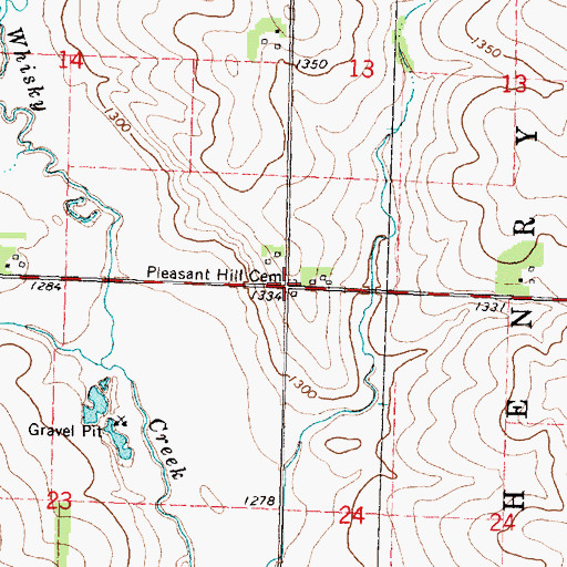 Topographic Map of Pleasant Hill Cemetery, IA